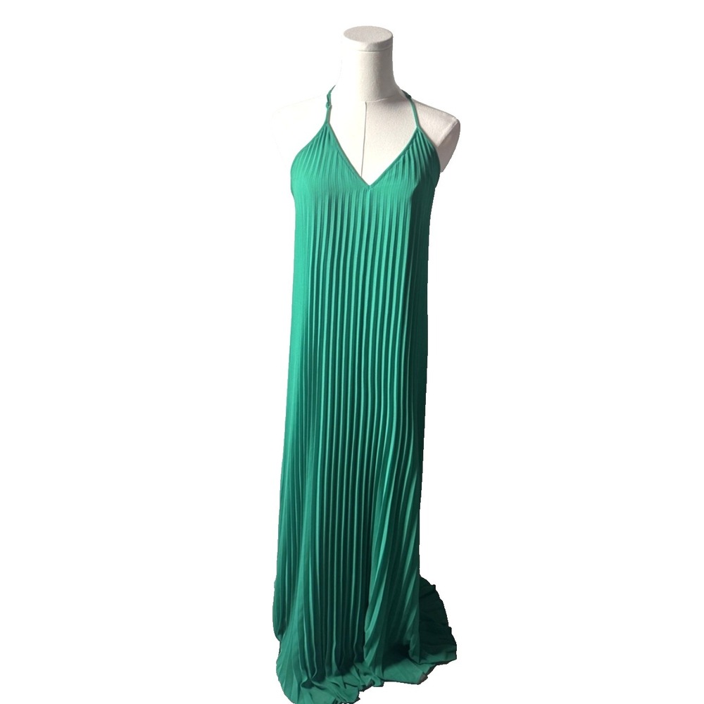 Victoria's Secret‎ Green Halter Pleated Chiffon Maxi Dress Sz S St Patrick's Day